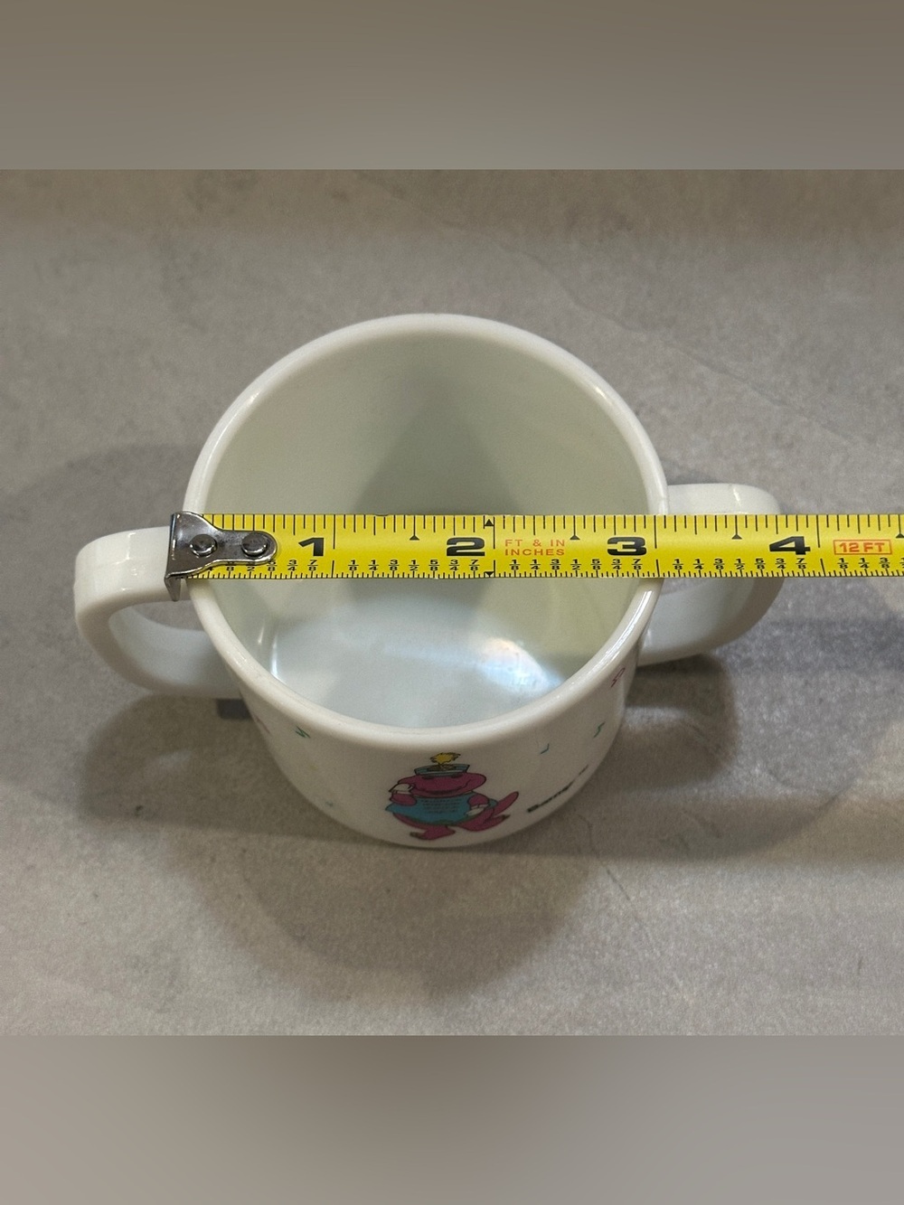 Vintage Barney the Purple Dinosaur Double Handle Cup 1992 The Lyons Club - Picture 7 of 8